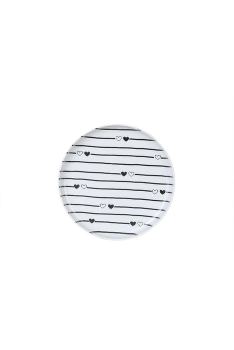 Hermia NNMOD19DUS4885736 Juego para Servir Pasteles de Porcelana Blanco y Negro Apto Microondas y Lavavajillas